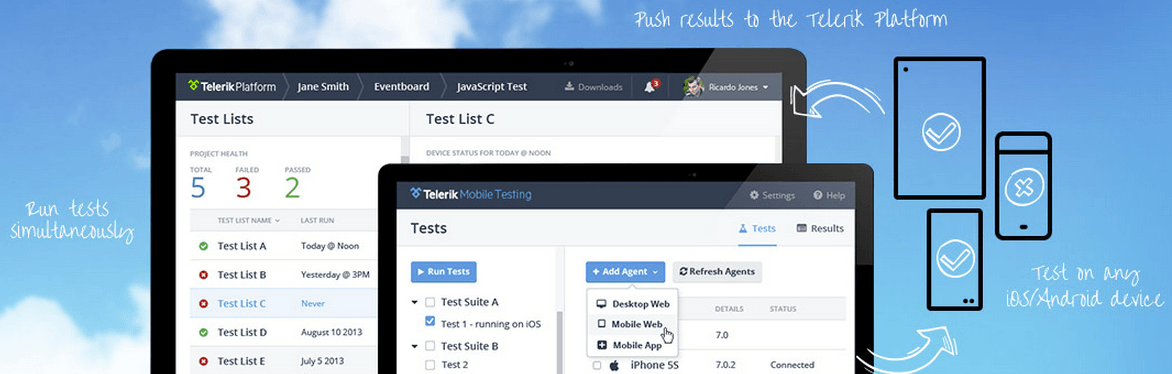 Visualization of the services provided by Telerik Mobile Testing