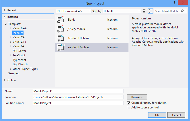 icenium visual studio extension