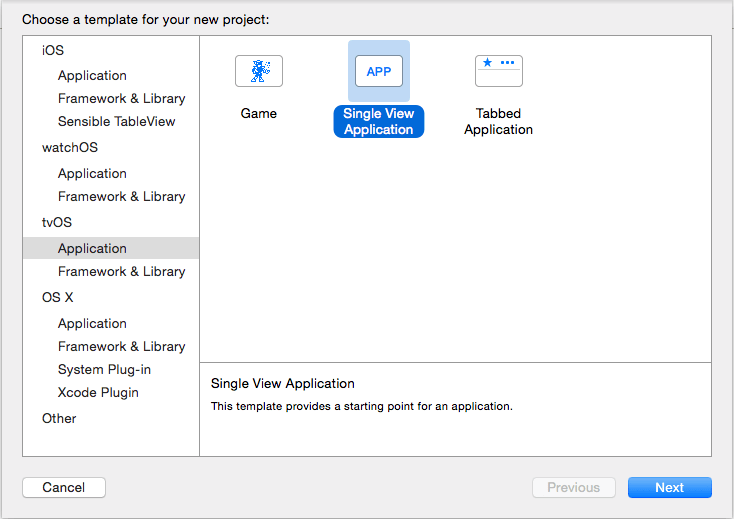 Creating a new tvOS project
