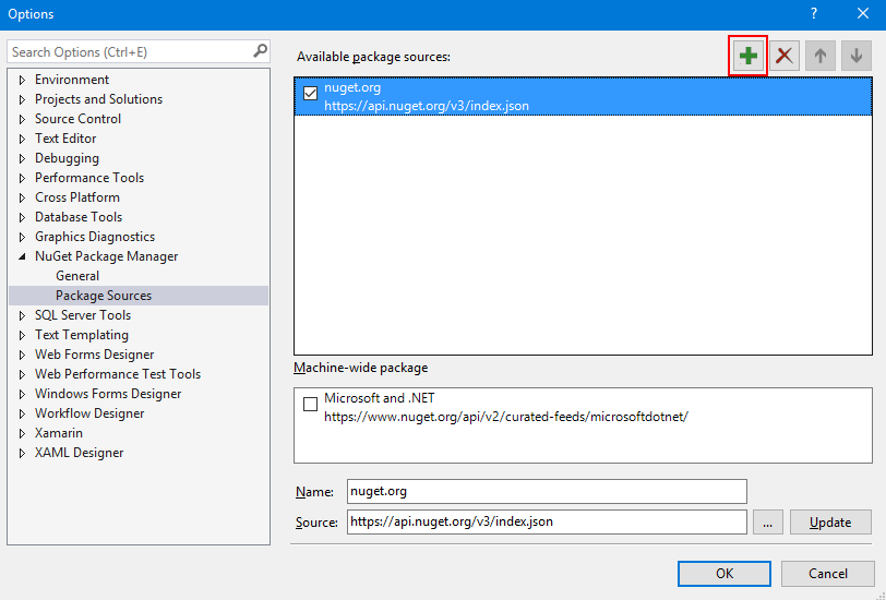 nuget-package-manager-options