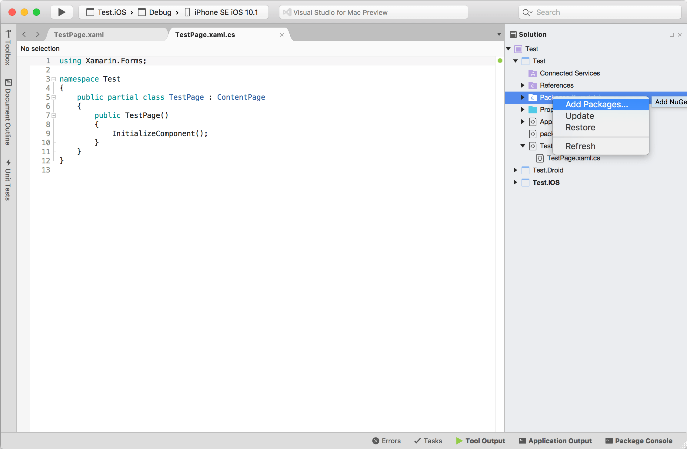 visualstudio-for-mac-telerik-addpackage