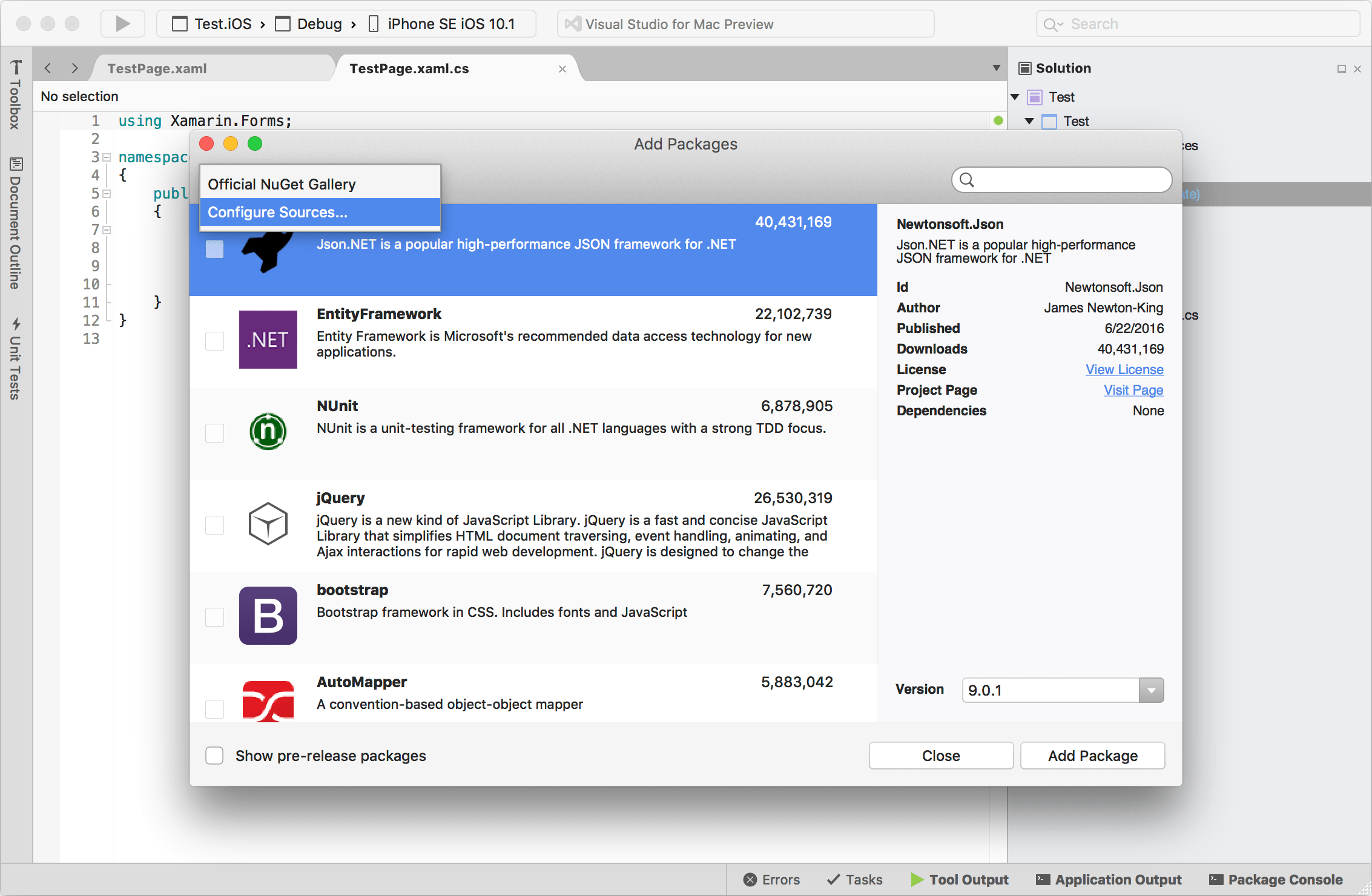 visualstudio-for-mac-telerik-configure-nuget