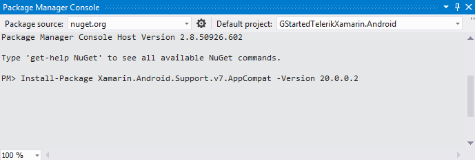 Package-Manager-Console-AppCompat-NuGet-Xamarin