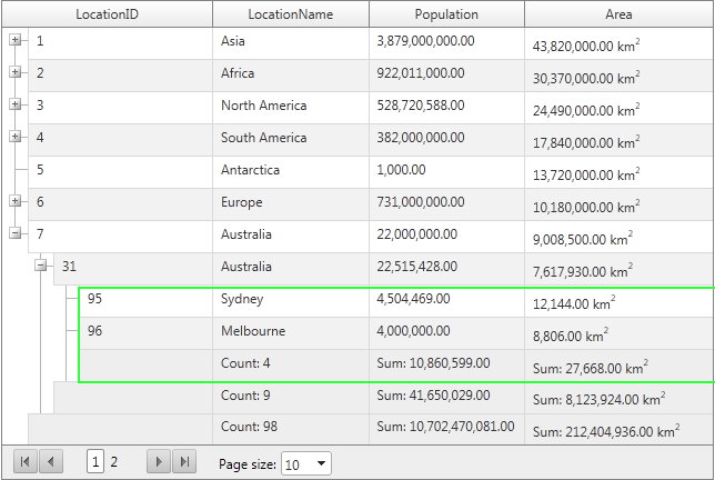 Aggregates with paging