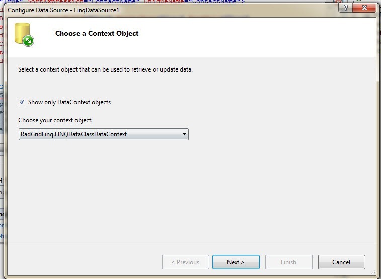LinqDataSource Wizard