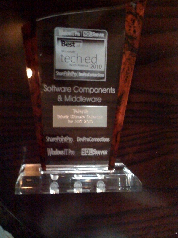 Telerik 'Best of TechEd 2010' Award