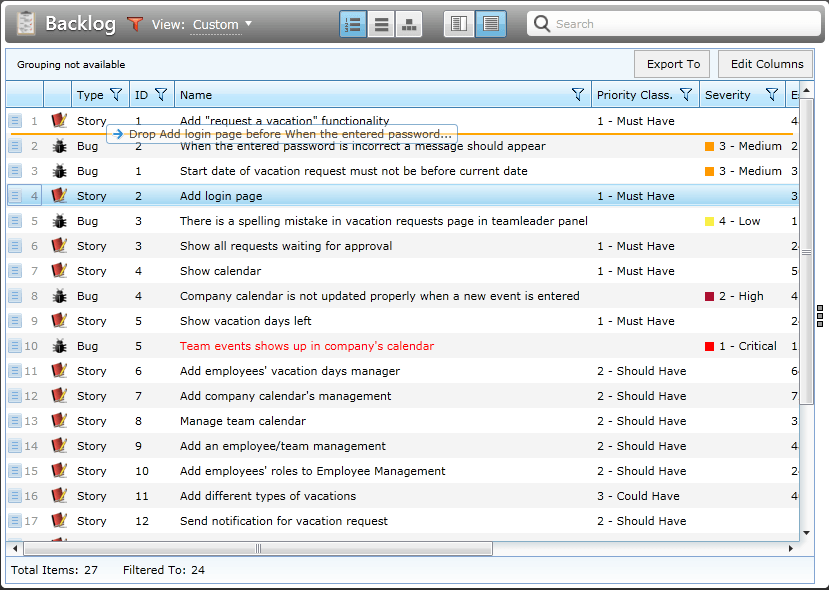 Backlog management