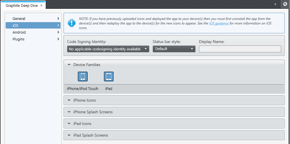 Project Properties iOS