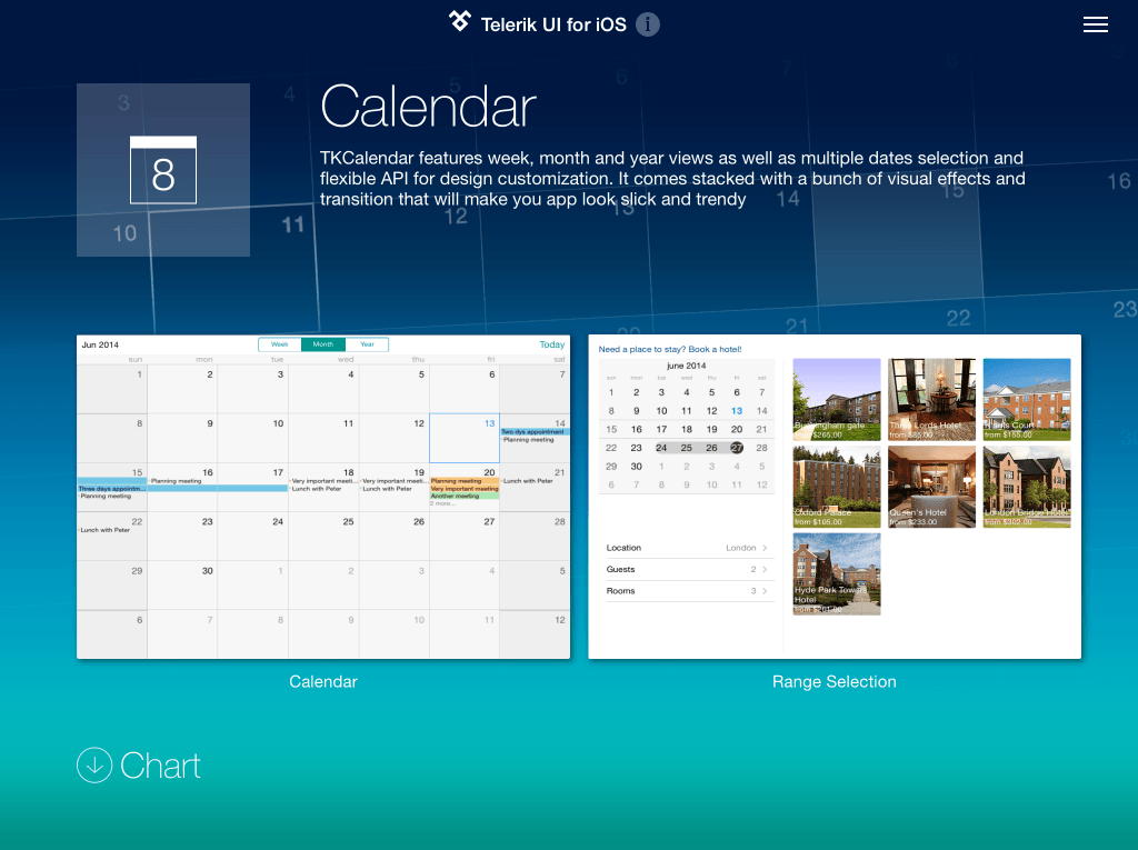 UI for iOS AppStore Calendar Examples by Telerik