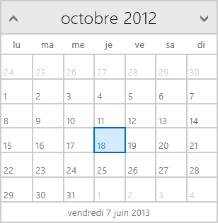 Month view in French.