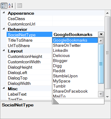 RadSocialShare Properties