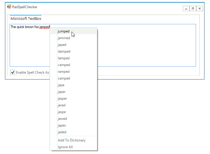 RadSpellChecker