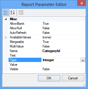 Report Parameter Editor