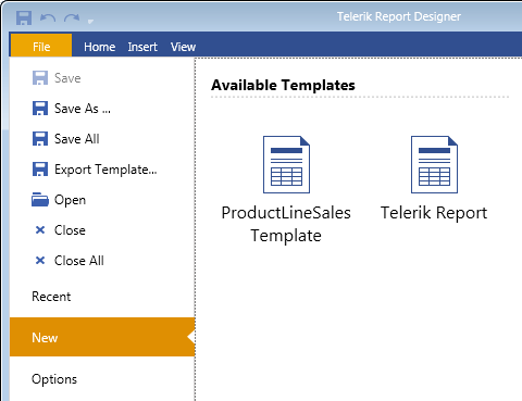 Report Templates in Telerik Report Designer