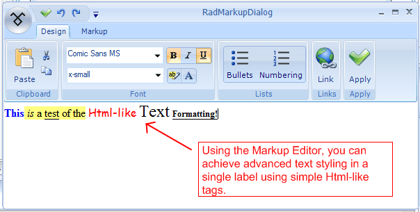 Styling Text With the RadMarkupEditor