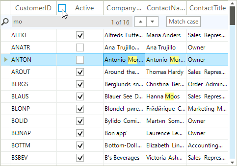 Search Row in RadGridView for WinForms by Telerik