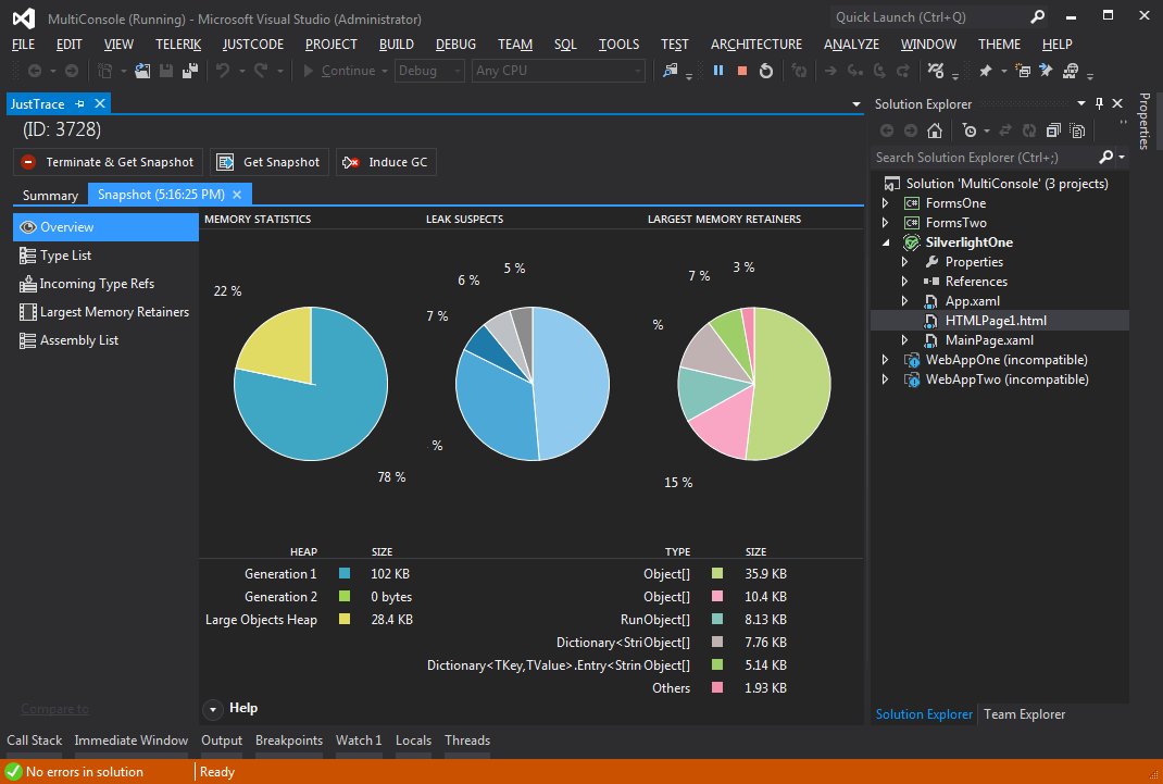 JustTrace dark theme