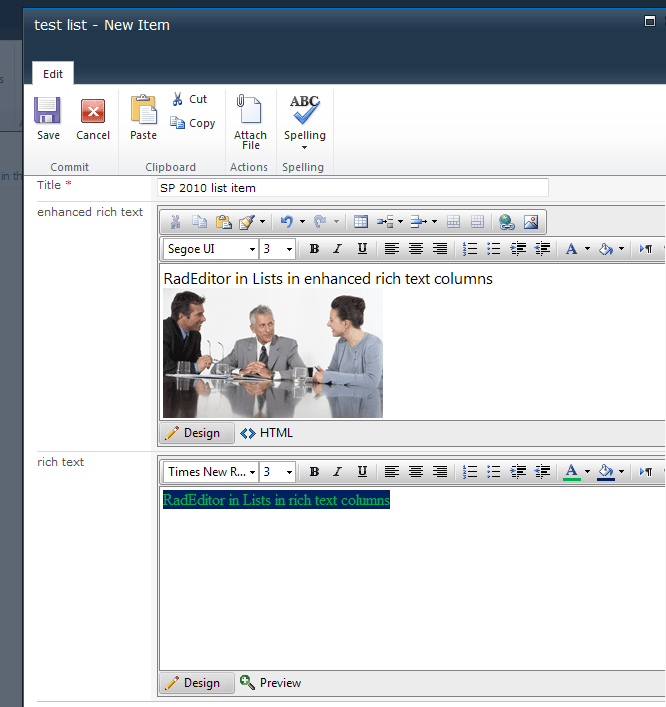 RadEditor in lists in SP 2010