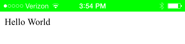 Display of the green iOS status bar