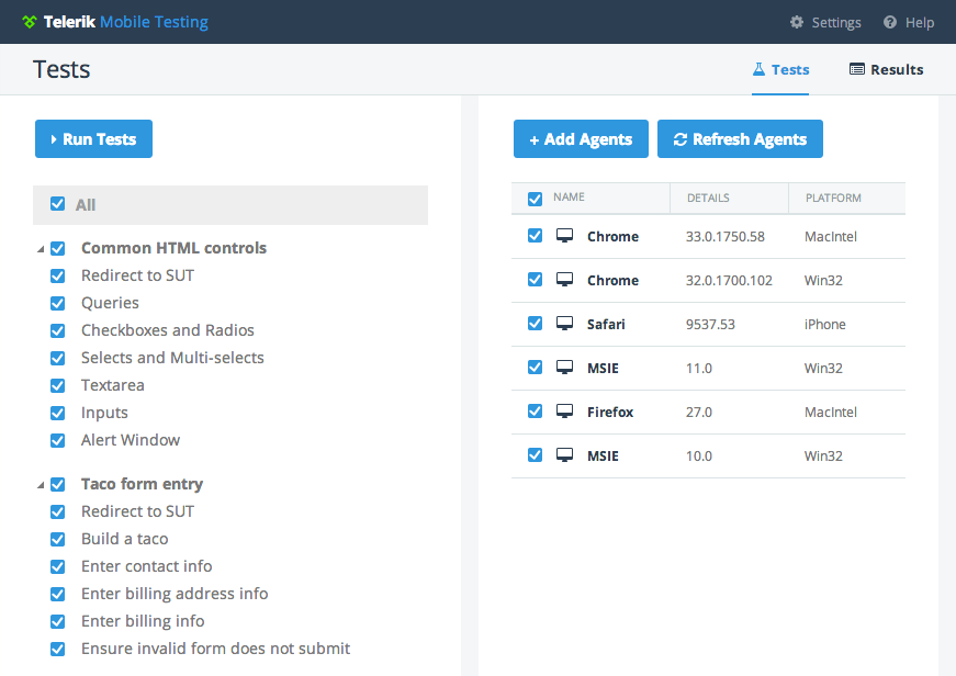 Telerik Mobile Testing