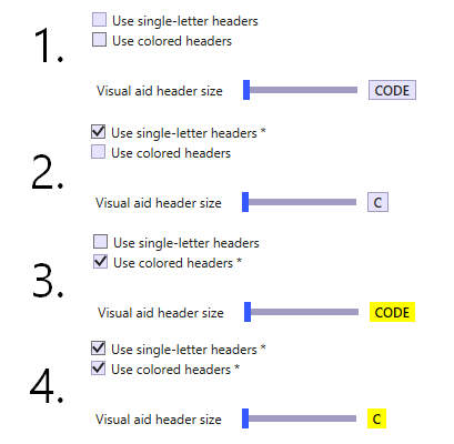 Visual Aid options