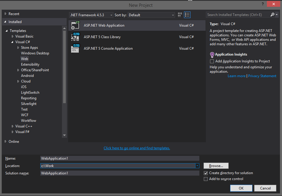 how to start a new project in visual studio 2018