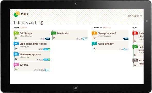 Full view of Tasks for Windows 8