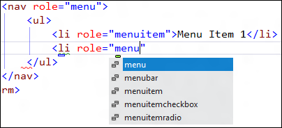 WAI-ARIA role intellisense in VS11