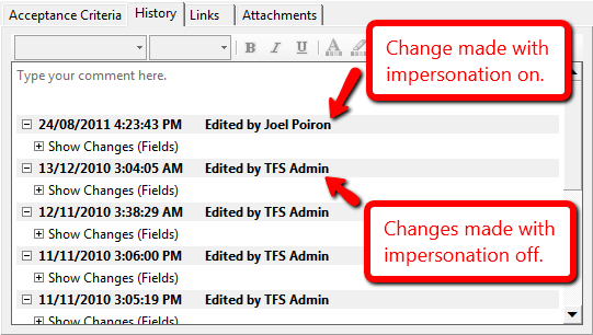 work item history
