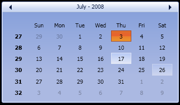 Telerik WPF Silverlight Calendar
