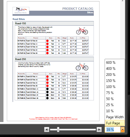 Telerik Reporting WPF Zoom