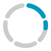 SegmentedCircularProgressBar instead of being a continuous circle has 5 segments. The first is blue. The second, the blue continues partway, and then the rest of that segment and the rest of the circle are gray