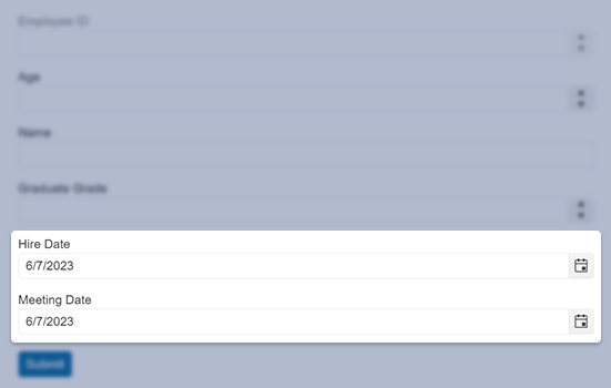 The DateInput being used in a form