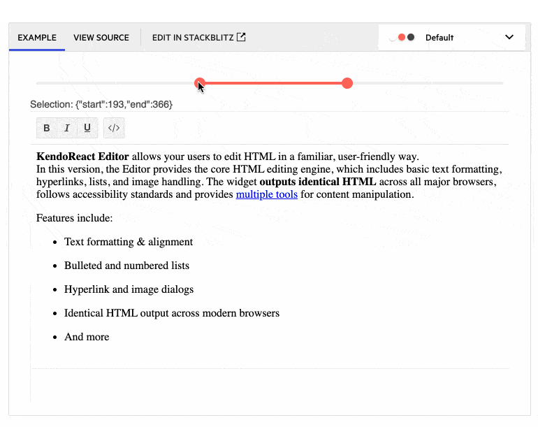 KendoReact Editor Component - Improved Selection KendoReact Editor Component - Improved Selection