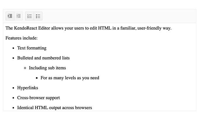 KendoReact Editor Component - Improved Handling of Lists KendoReact Editor Component - Improved Handling of Lists