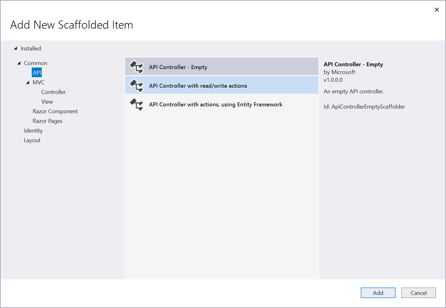 Figure 03 - Add Empty ReportsController