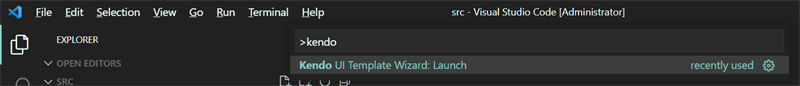 Launch Kendo Template Wizard VSCode Figure 4 - Launch Kendo UI Template Generator
