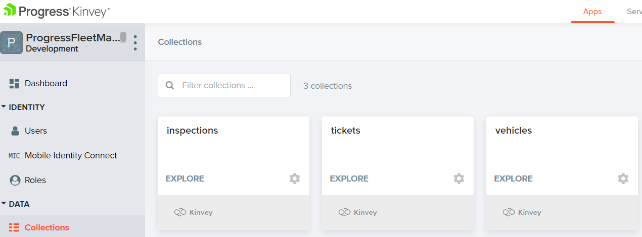 Kinvey Collections Console