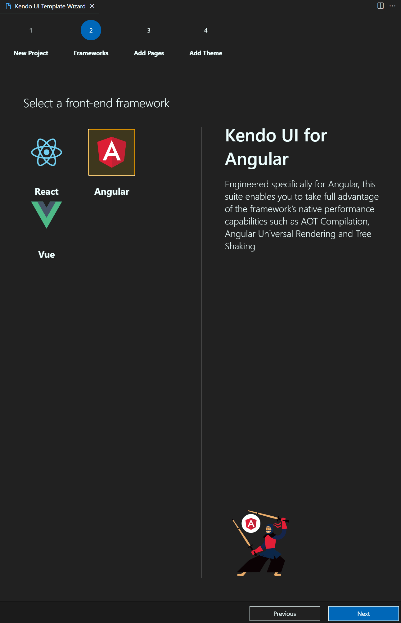 Figure 6 - Select Angular for your Grid project
