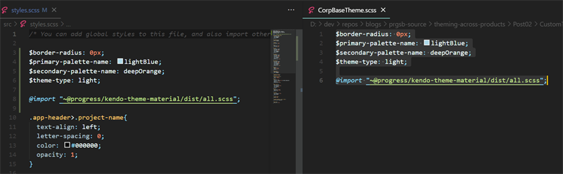 Add Custom Theme to Angular Application Figure 9 - Add Custom Theme to Angular Application