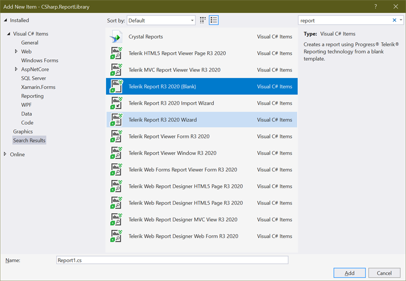 Visual Studio Designer Add New Report Item Visual Studio Designer Add New Report Item