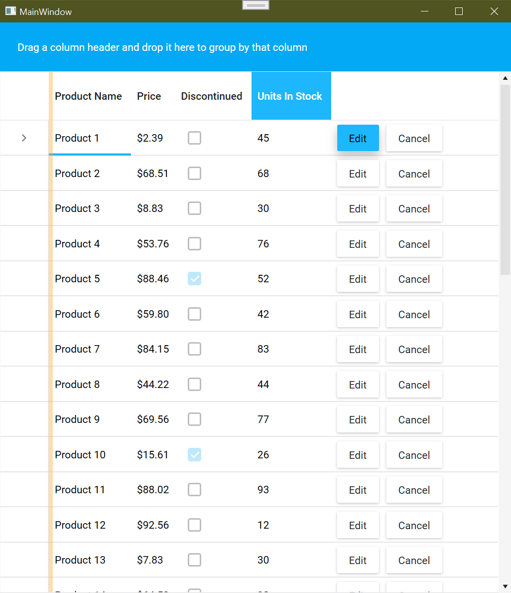Figure 21 - WPF Custom Styled GridView