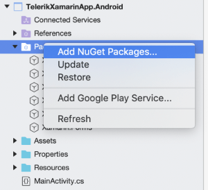 Add telerik nuget for Android project Add Telerik Nuget for Android project