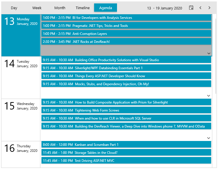 AgendaView for ScheduleView AgendaView for ScheduleView