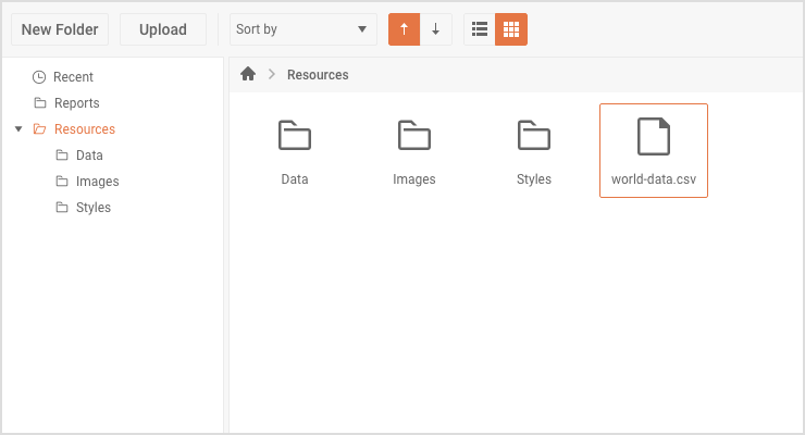 Report Assets Manager in Built-in Web Report Designer