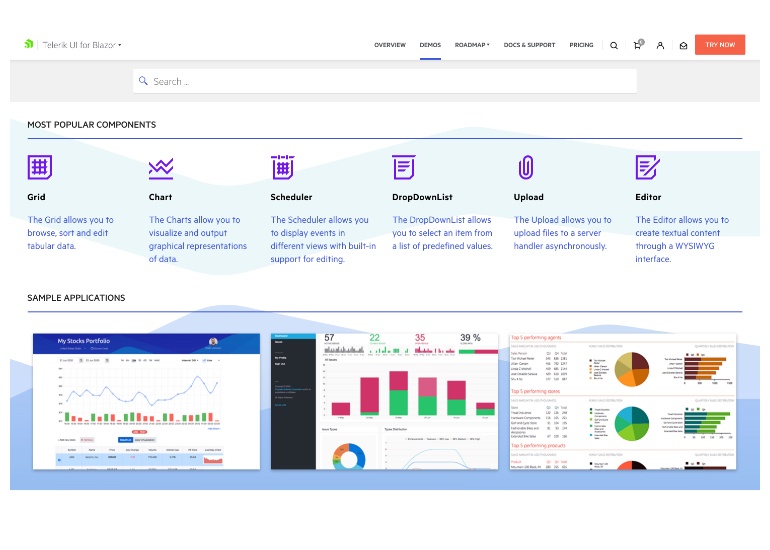 Telerik UI for Blazor Demos Hub Page