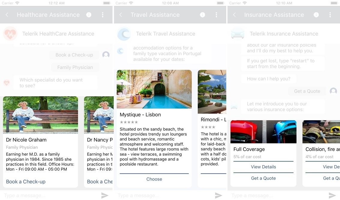 An image demonstrating the RadChat cards.