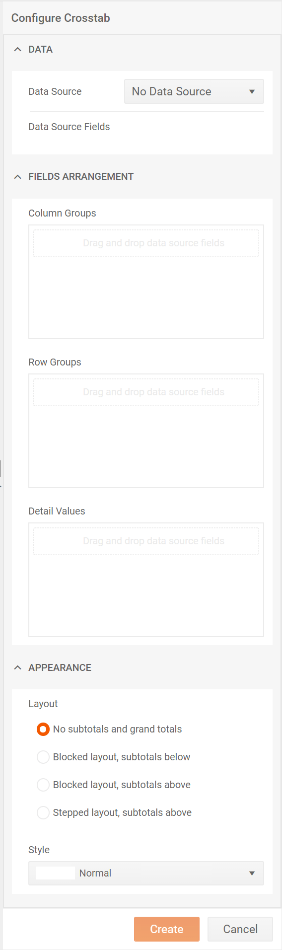 Web Report Designer Crosstab Wizard