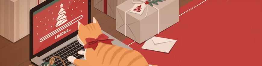 cat typing on computer coding up a christmas storm