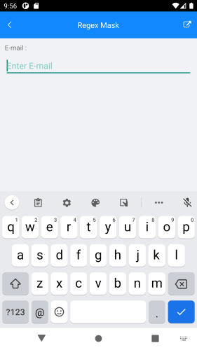 email-keyboard-type masked input - on an email field, the email keyboard with @ sign comes up